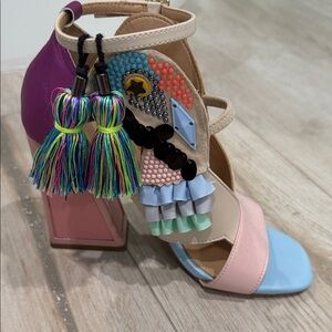 Multicolor Strappy Wedge Sandals